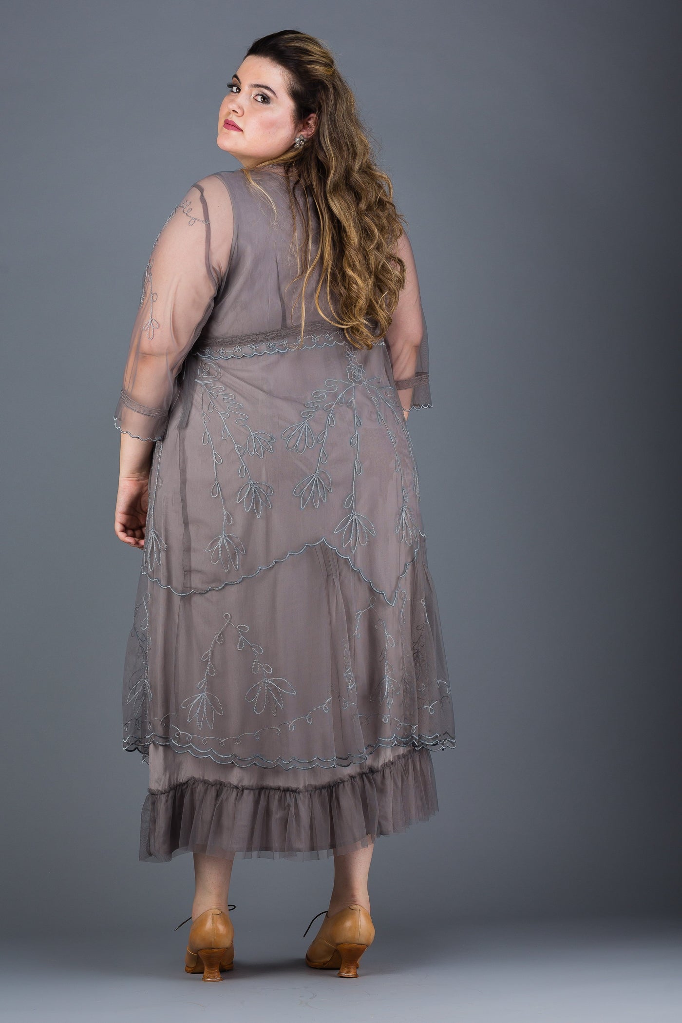 Plus Size Somewhere in Time Dress in Smoke by Nataya