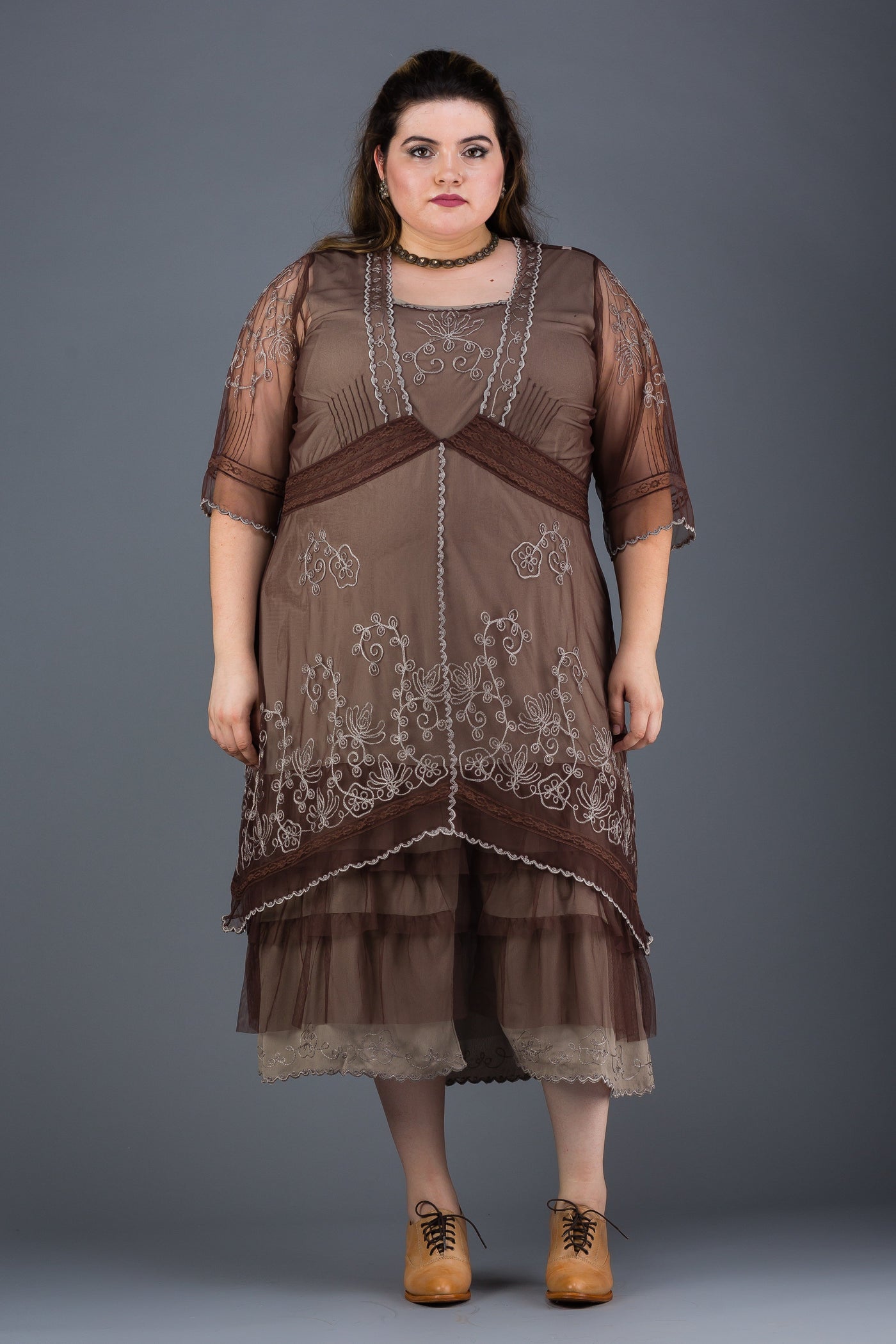 Plus SIze Titanic Dress in Chocolate by Nataya