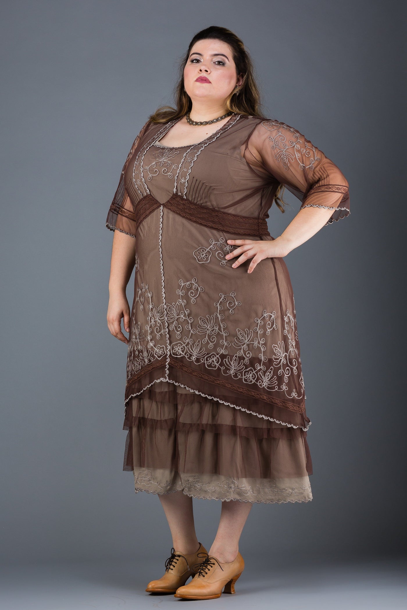 Plus SIze Titanic Dress in Chocolate by Nataya