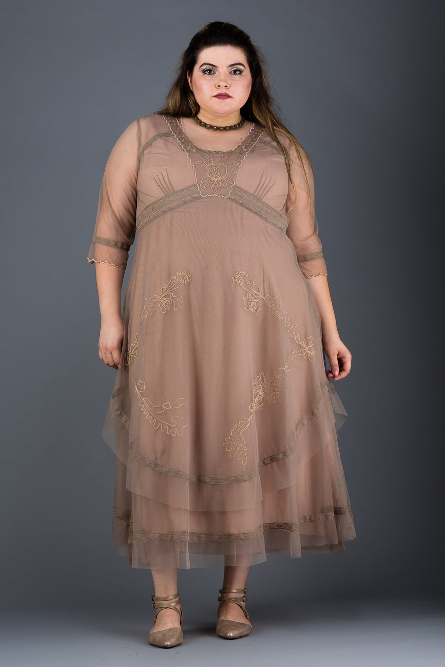 Plus Size Mary Darling Dress in Sand by Nataya