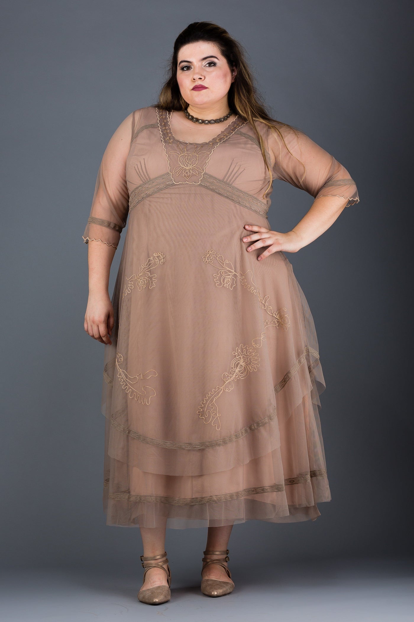 Plus Size Mary Darling Dress in Sand by Nataya