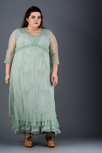 Plus SIze Vintage Style Party Gown in Moss by Nataya