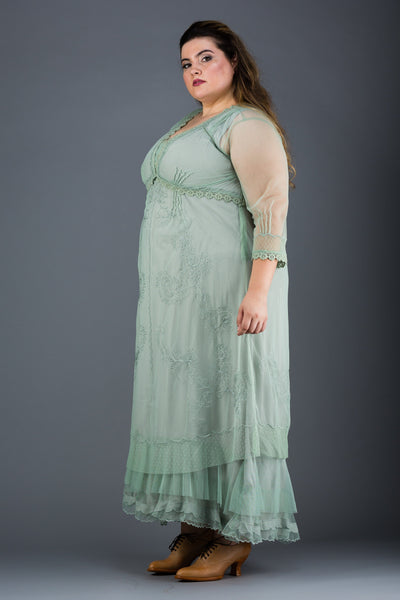 Plus SIze Vintage Style Party Gown in Moss by Nataya