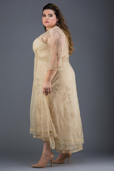 Plus SIze Downton Abbey Gown in Pearl by Nataya