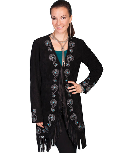 Desert Rose Suede Coat in Black by Scully Leather