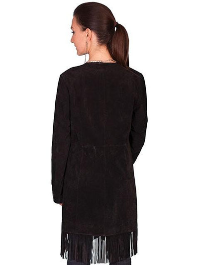 Desert Rose Suede Coat in Black by Scully Leather