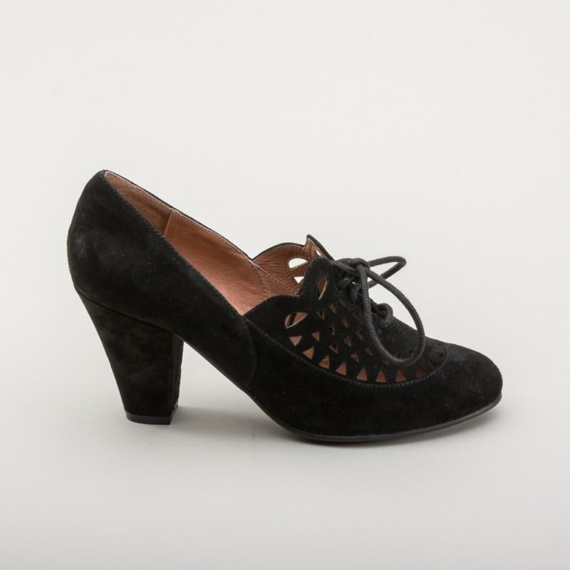 Alice Retro Cutout Oxfords in Black by Royal Vintage Shoes