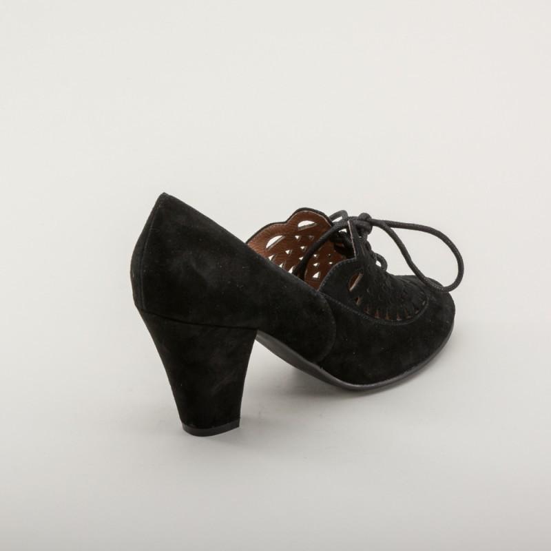 Alice Retro Cutout Oxfords in Black by Royal Vintage Shoes