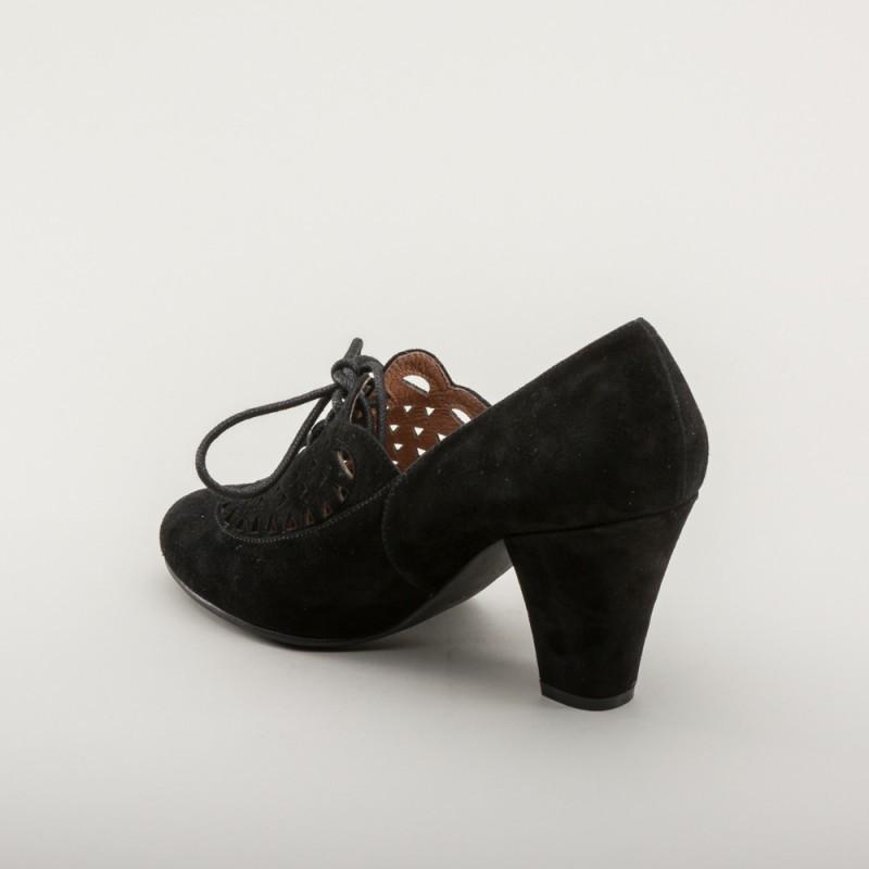 Alice Retro Cutout Oxfords in Black by Royal Vintage Shoes