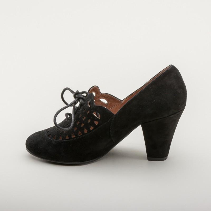 Alice Retro Cutout Oxfords in Black by Royal Vintage Shoes