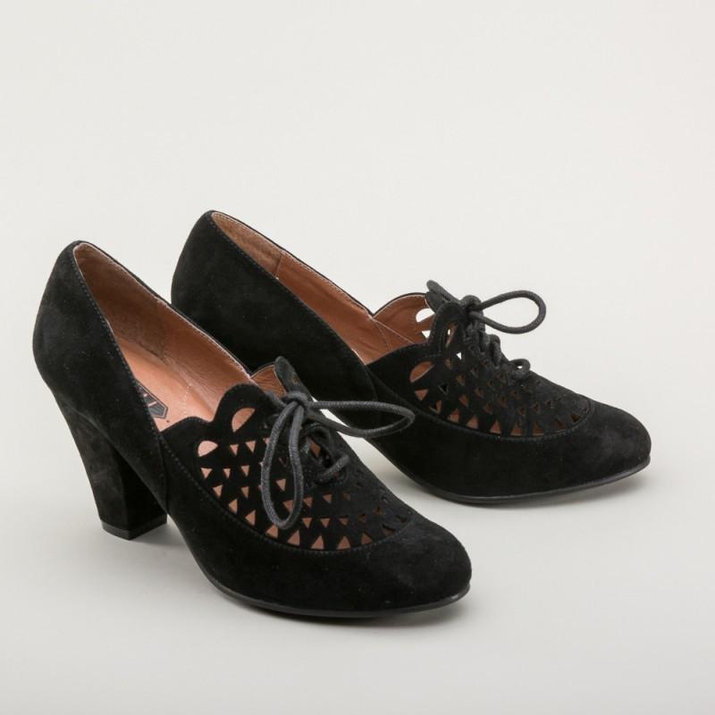Alice Retro Cutout Oxfords in Black by Royal Vintage Shoes