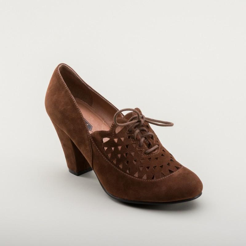 Alice Retro Cutout Oxfords in Nutmeg by Royal Vintage Shoes