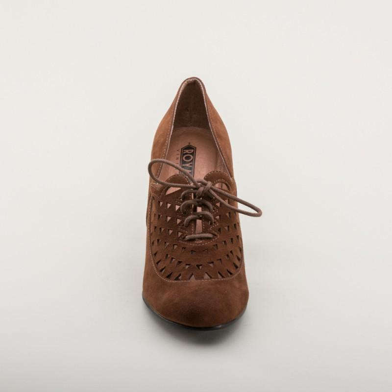Alice Retro Cutout Oxfords in Nutmeg by Royal Vintage Shoes
