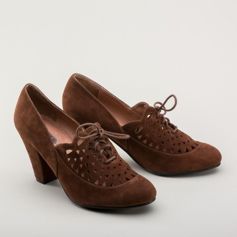 Alice Retro Cutout Oxfords in Nutmeg by Royal Vintage Shoes