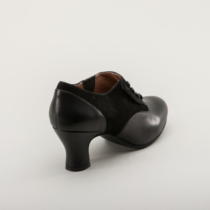 Greta Retro Side-Button Shoes in Black by Royal Vintage Shoes