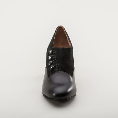 Greta Retro Side-Button Shoes in Black by Royal Vintage Shoes