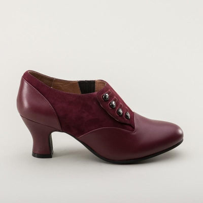 Greta Retro Side-Button Shoes in Garnet by Royal Vintage Shoes