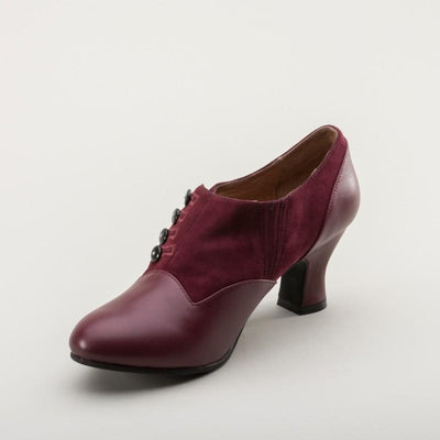 Greta Retro Side-Button Shoes in Garnet by Royal Vintage Shoes