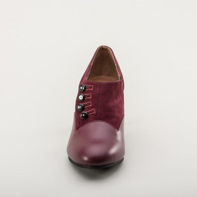Greta Retro Side-Button Shoes in Garnet by Royal Vintage Shoes