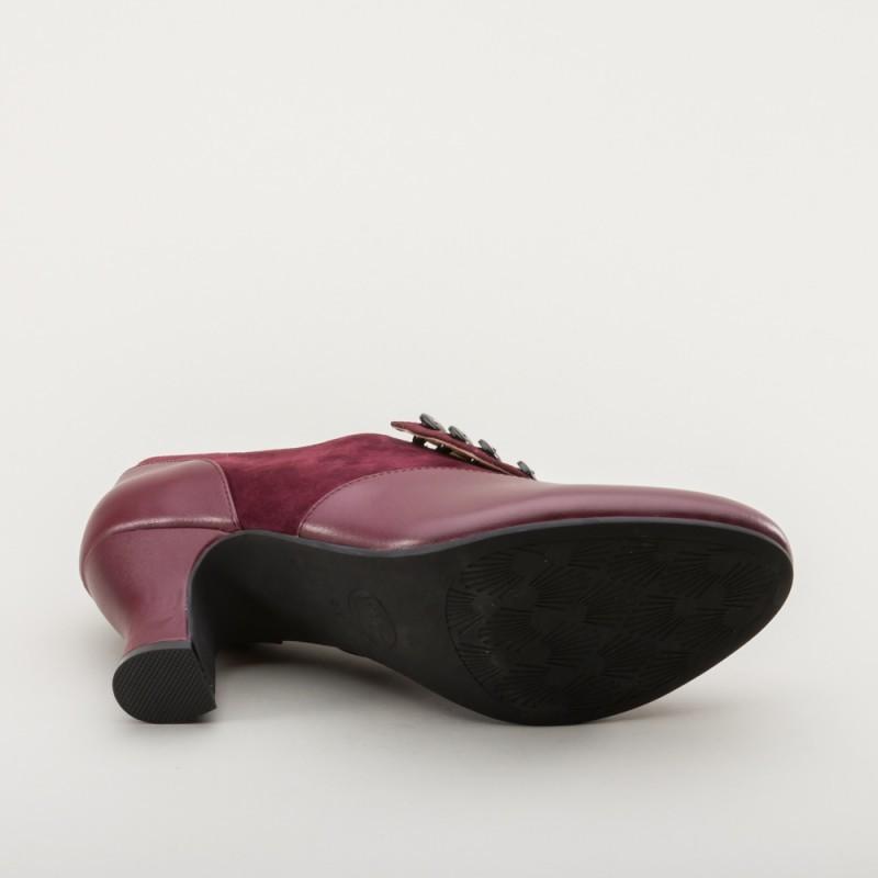 Greta Retro Side-Button Shoes in Garnet by Royal Vintage Shoes