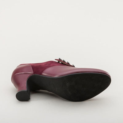 Greta Retro Side-Button Shoes in Garnet by Royal Vintage Shoes