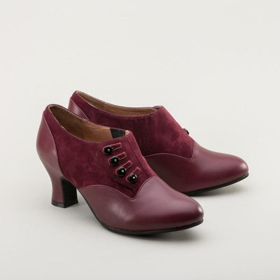Greta Retro Side-Button Shoes in Garnet by Royal Vintage Shoes