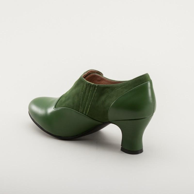 Greta Retro Side-Button Shoes in Green by Royal Vintage Shoes