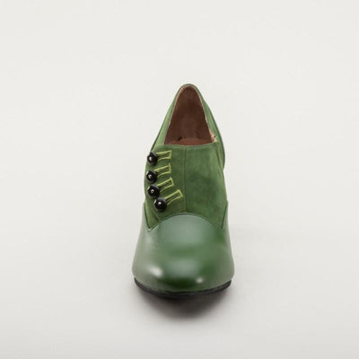 Greta Retro Side-Button Shoes in Green by Royal Vintage Shoes