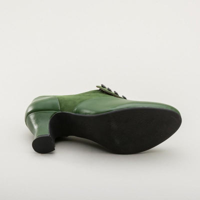 Greta Retro Side-Button Shoes in Green by Royal Vintage Shoes