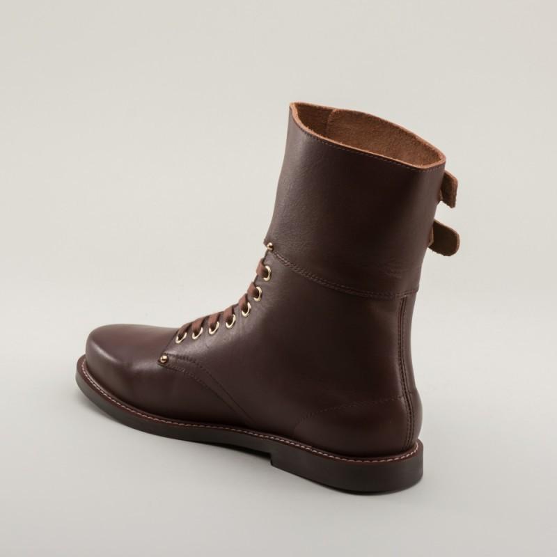 Rosie 1940s Double-Buckle Boots in Brown by Royal Vintage Shoes