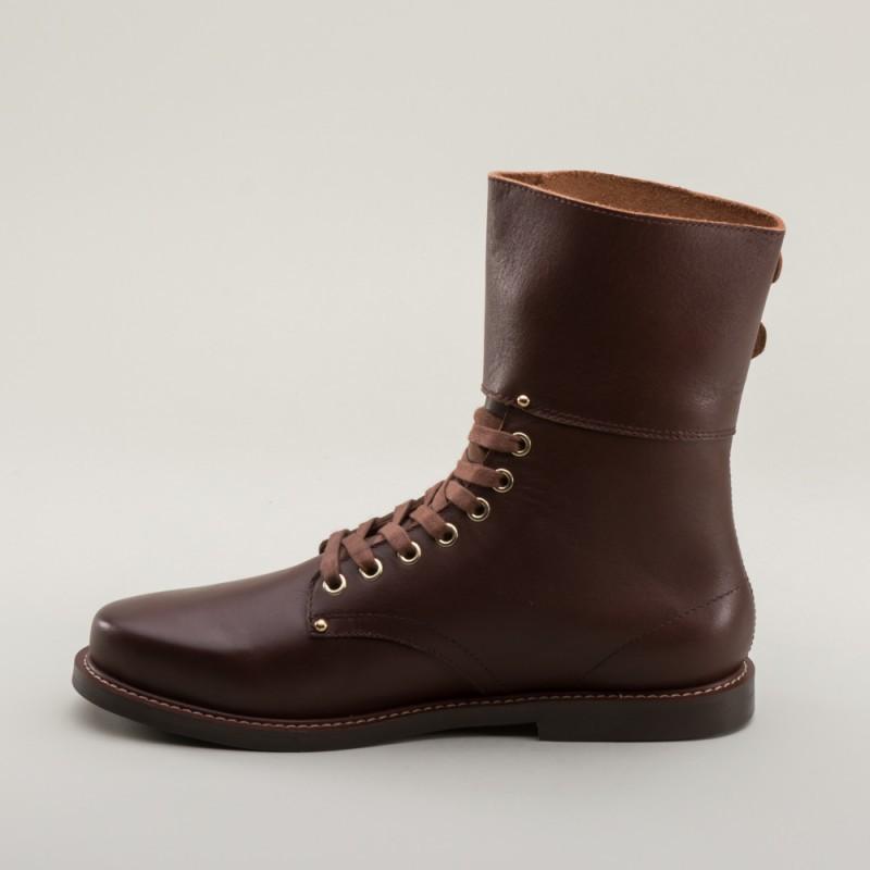 Rosie 1940s Double-Buckle Boots in Brown by Royal Vintage Shoes