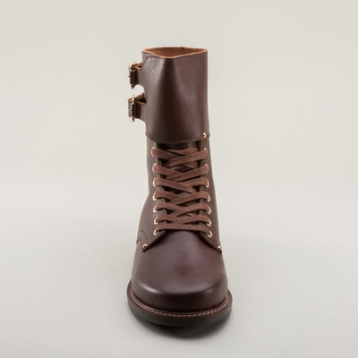 Rosie 1940s Double-Buckle Boots in Brown by Royal Vintage Shoes
