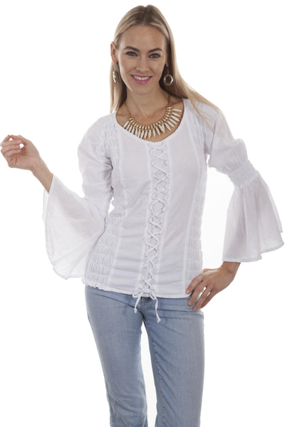 Windsor Blouse in White by Scully Leather