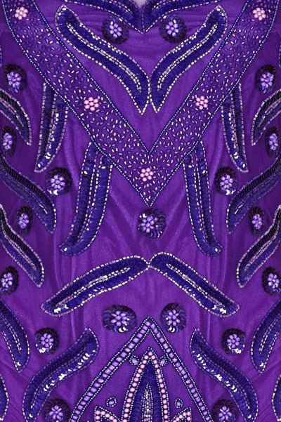 Old Hollywood Fringe Dress in Purple