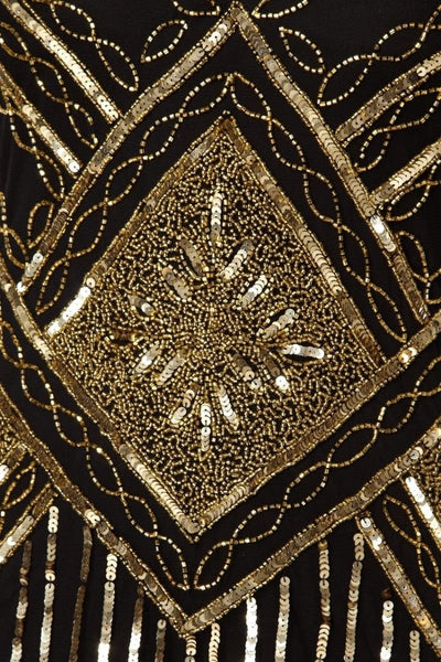1920s Beaded Flapper Dress in Black Gold - SOLD OUT