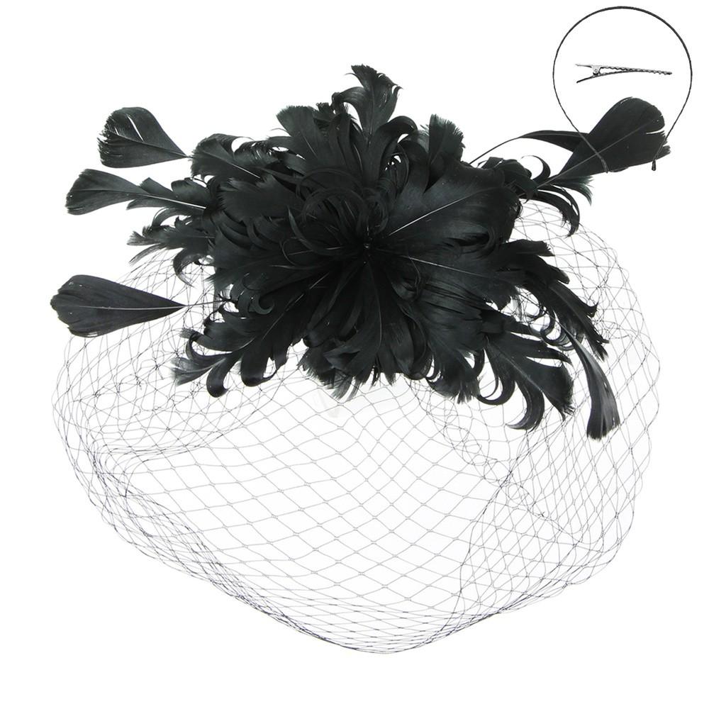 1920s Feather Fascinator in Black