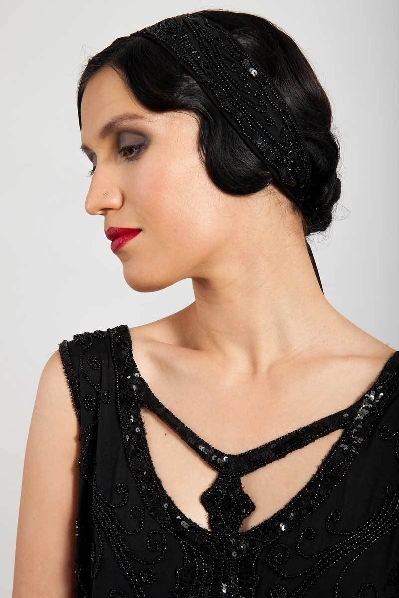 Gloria Headpiece in Black by Tilda Knopf