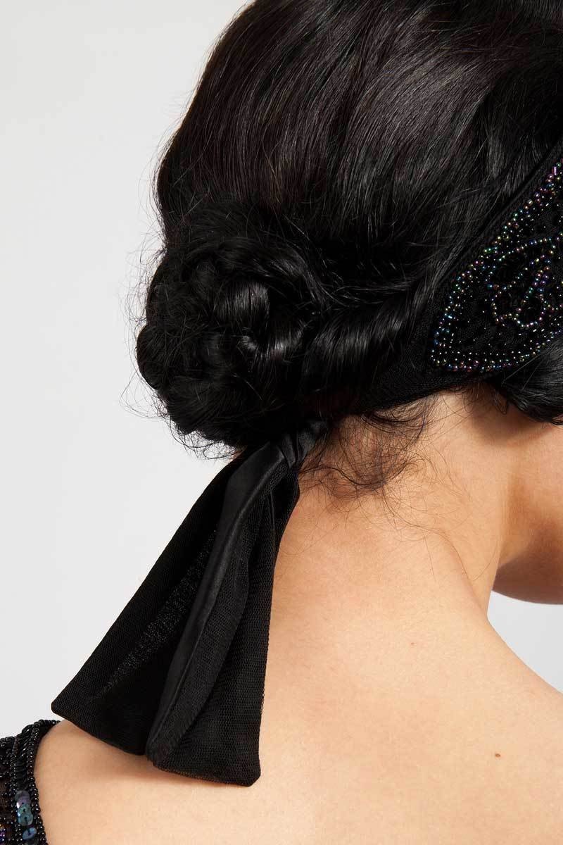 Gloria Headpiece in Black by Tilda Knopf