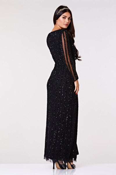 Manon 1920s Beaded Gown in Black - SOLD OUT