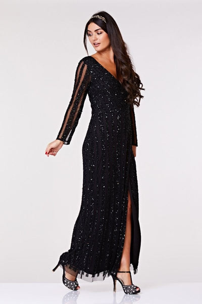 Manon 1920s Beaded Gown in Black - SOLD OUT
