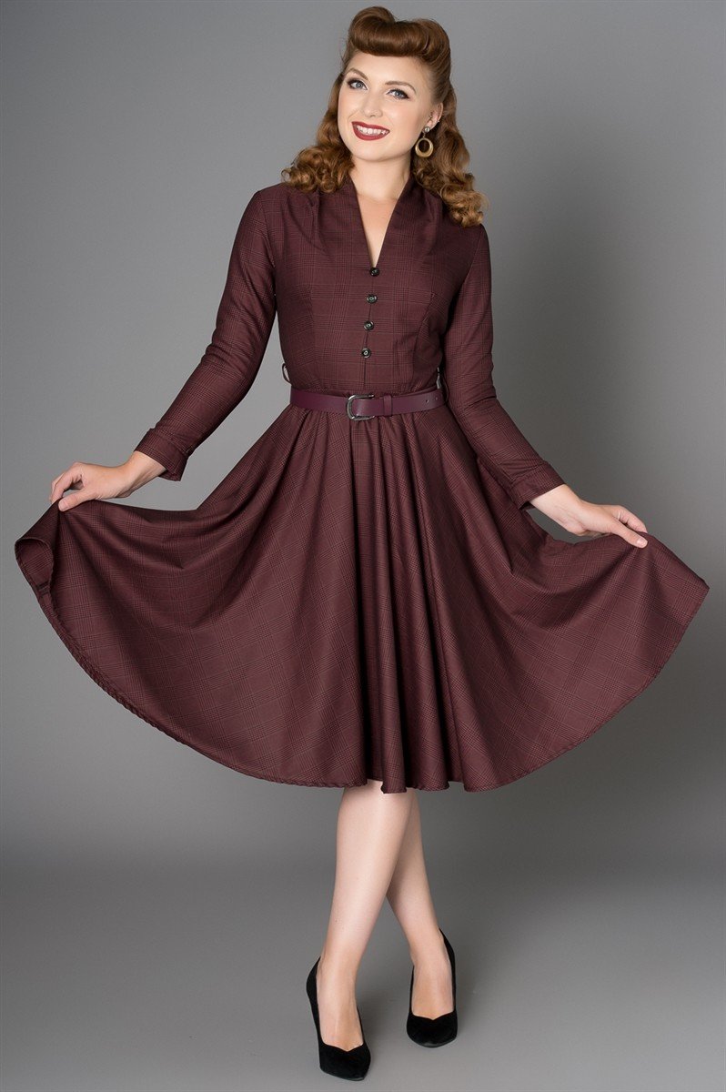 Hayworth Dress in Burgundy by Sheen Clothing - SOLD OUT