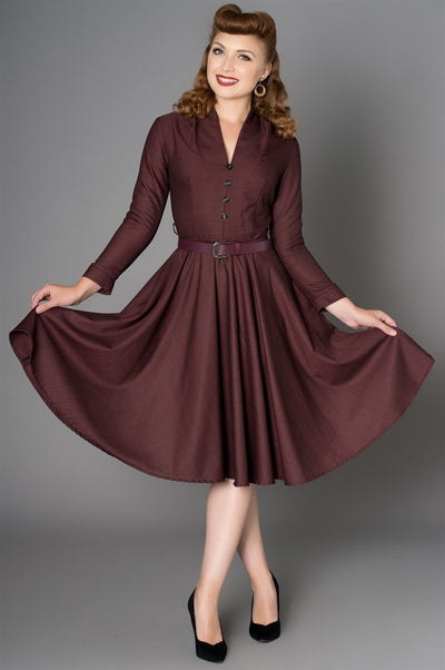 Hayworth Dress in Burgundy by Sheen Clothing - SOLD OUT