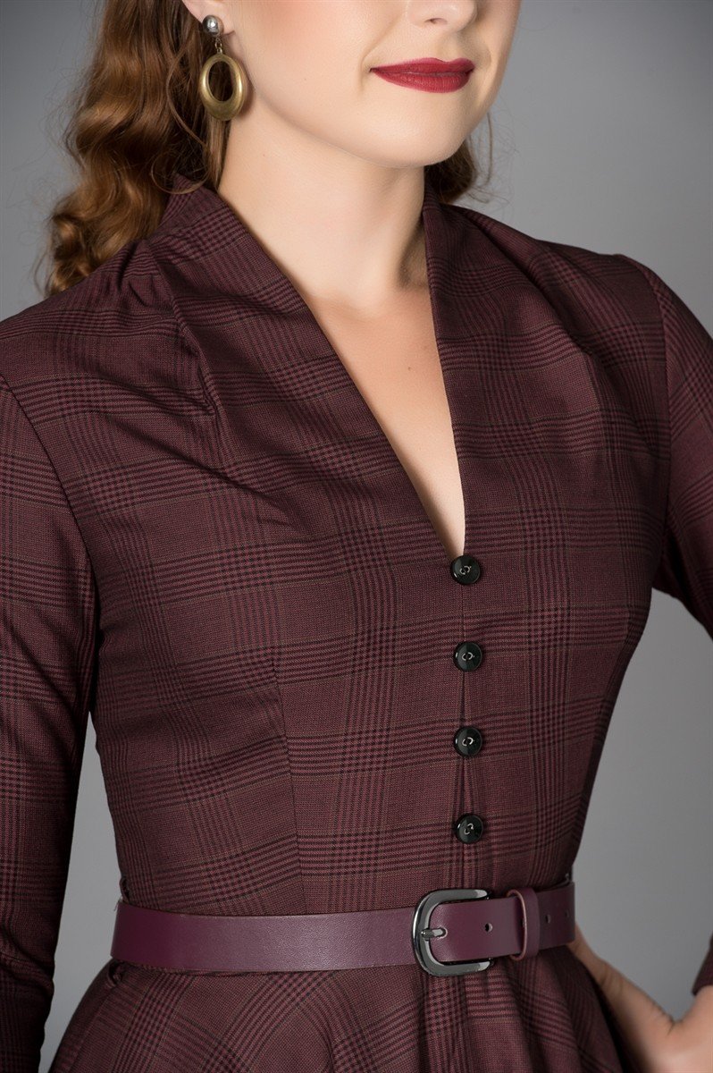 Hayworth Dress in Burgundy by Sheen Clothing - SOLD OUT