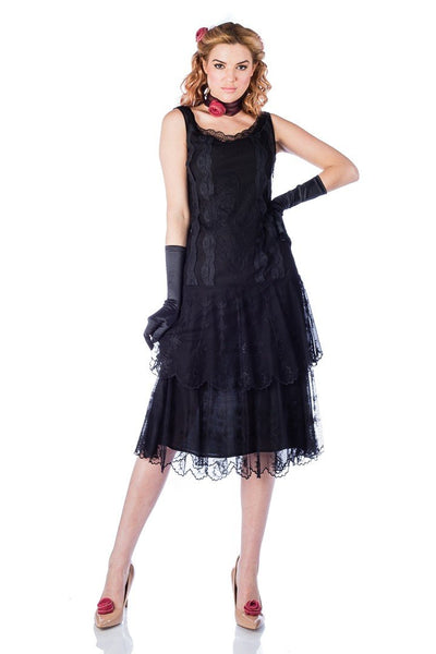 Eva 1920s Flapper Style Dress in Black by Nataya