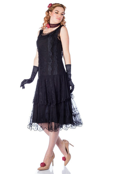 Eva 1920s Flapper Style Dress in Black by Nataya
