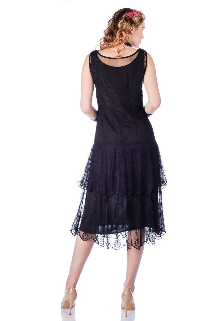 Eva 1920s Flapper Style Dress in Black by Nataya