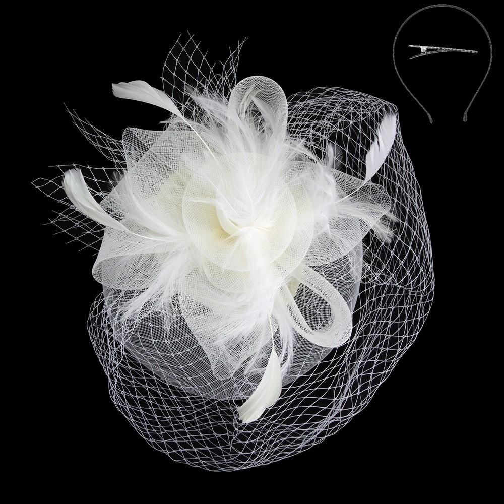 1920s Veil Fascinator in Ivory