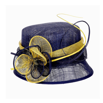Cloche Flower Sinamay Hat Blue