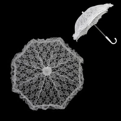 Vintage Inspired Mini Bridal Lace Parasol in White