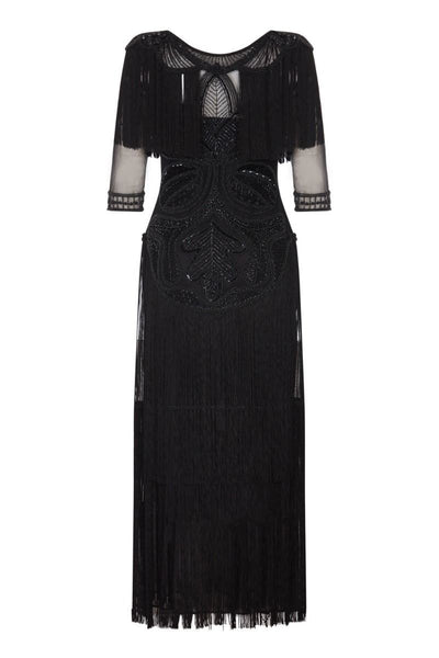 1920s Inspired Evening Maxi Dress in Black